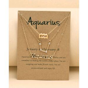 2/$21 Aquarius Golden Triple Birth Constellation Necklace